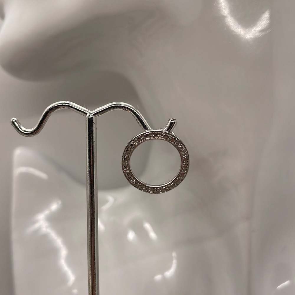 Delicate Sterling Silver Infinity Circle of Rhinestones Pendant